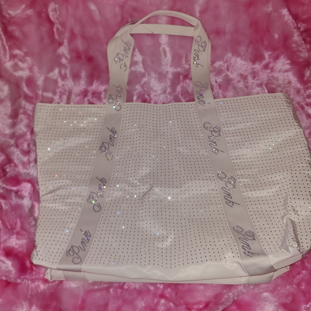 PINK Victoria's Secret Sequin Tote Bag - Cream